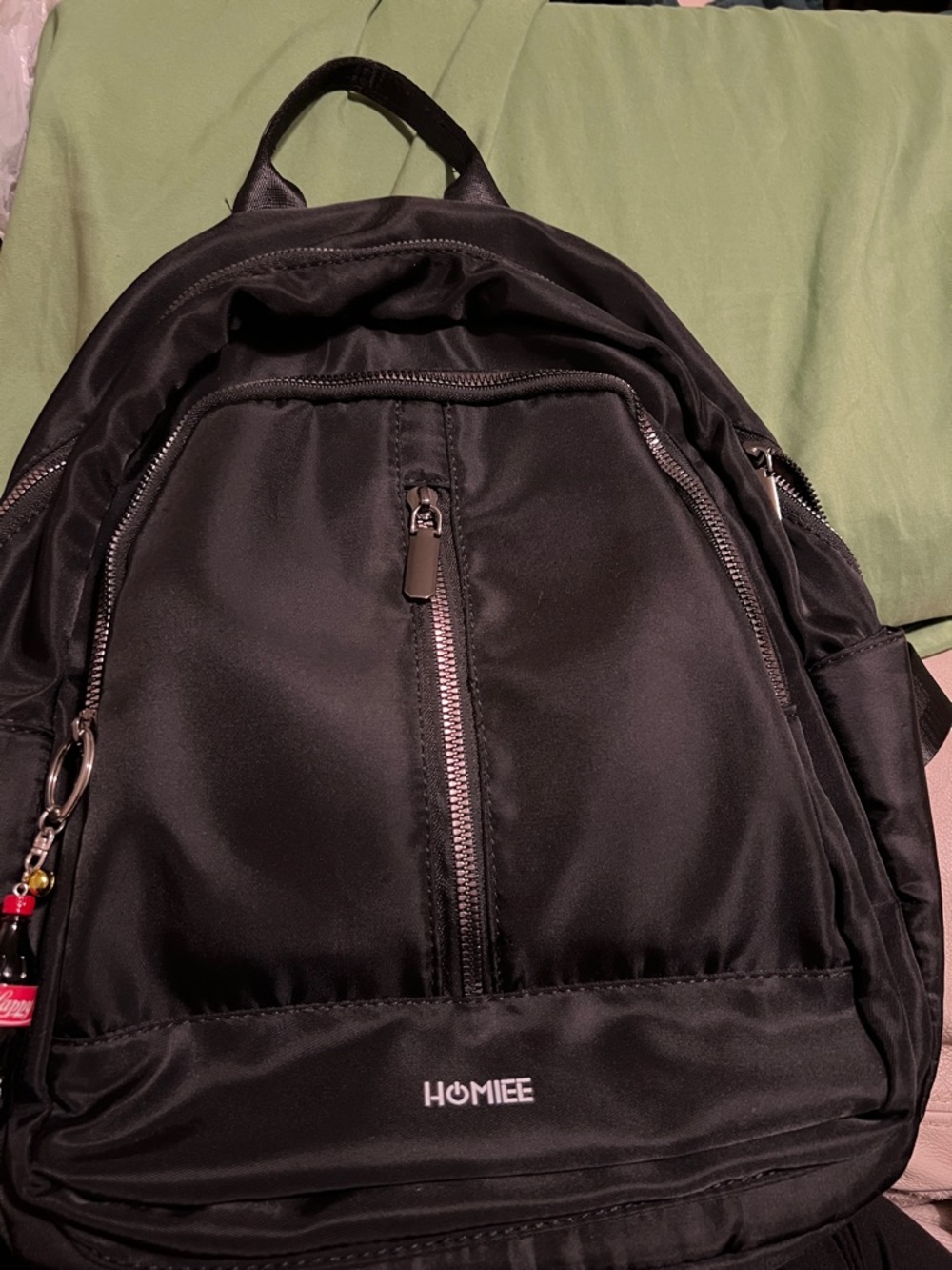 Homie Black Men's School and Travel Backpack with Front Zip